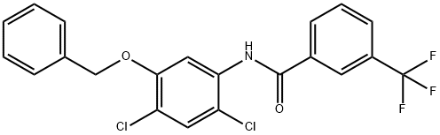 N-[5-(BENZYLOXY)-2,4-DICHLOROPHENYL]-3-(TRIFLUOROMETHYL)BENZENECARBOXAMIDE Struktur