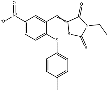 3-ETHYL-5-((2-[(4-METHYLPHENYL)SULFANYL]-5-NITROPHENYL)METHYLENE)-2-THIOXO-1,3-THIAZOLAN-4-ONE Struktur