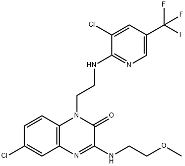 6-CHLORO-1-(2-([3-CHLORO-5-(TRIFLUOROMETHYL)-2-PYRIDINYL]AMINO)ETHYL)-3-[(2-METHOXYETHYL)AMINO]-2(1H)-QUINOXALINONE Struktur