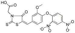 {(5E)-5-[4-(2,4-DINITROPHENOXY)-3-METHOXYBENZYLIDENE]-4-OXO-2-THIOXO-1,3-THIAZOLIDIN-3-YL}ACETIC ACID Struktur