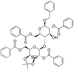 BENZYL 2,6-DI-O-BENZOYL-3,4-O-ISOPROPYLIDENE-BETA-D-GALACTOPYRANOSYL(1-4)-2,6-DI-O-BENZOYL-BETA-D-GLUCOPYRANOSIDE Struktur