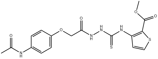 METHYL 3-((((2-(4-(ACETYLAMINO)PHENOXY)ACETYLAMINO)AMINO)THIOXOMETHYL)AMINO)THIOPHENE-2-CARBOXYLATE Struktur