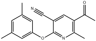 5-ACETYL-2-(3,5-DIMETHYLPHENOXY)-6-METHYLNICOTINONITRILE Struktur