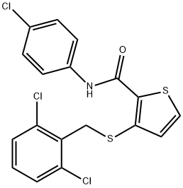 N-(4-CHLOROPHENYL)-3-[(2,6-DICHLOROBENZYL)SULFANYL]-2-THIOPHENECARBOXAMIDE Struktur