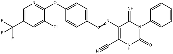 5-(1-AZA-2-(4-(3-CHLORO-5-(TRIFLUOROMETHYL)(2-PYRIDYLOXY))PHENYL)VINYL-4-IMINO-2-OXO-3-PHENYL-1H-1,3-DIAZINE-6-CARBONITRILE Structure