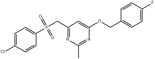 4-([(4-CHLOROPHENYL)SULFONYL]METHYL)-6-[(4-FLUOROBENZYL)OXY]-2-METHYLPYRIMIDINE Struktur