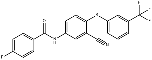 N-(3-CYANO-4-([3-(TRIFLUOROMETHYL)PHENYL]SULFANYL)PHENYL)-4-FLUOROBENZENECARBOXAMIDE Struktur