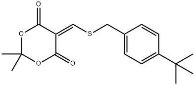 5-(([4-(TERT-BUTYL)BENZYL]SULFANYL)METHYLENE)-2,2-DIMETHYL-1,3-DIOXANE-4,6-DIONE Struktur