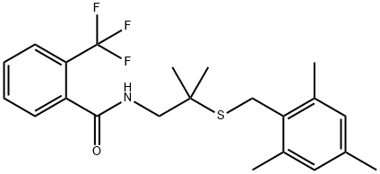 N-(2-[(MESITYLMETHYL)SULFANYL]-2-METHYLPROPYL)-2-(TRIFLUOROMETHYL)BENZENECARBOXAMIDE Struktur