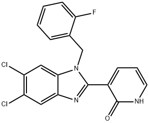 3-[5,6-DICHLORO-1-(2-FLUOROBENZYL)-1H-1,3-BENZIMIDAZOL-2-YL]-2(1H)-PYRIDINONE Struktur