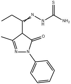 4-(2-((AMINOTHIOXOMETHYL)AMINO)-2-AZA-1-ETHYLVINYL)-3-METHYL-1-PHENYL-2-PYRAZOLIN-5-ONE Struktur