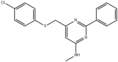 6-([(4-CHLOROPHENYL)SULFANYL]METHYL)-N-METHYL-2-PHENYL-4-PYRIMIDINAMINE Struktur