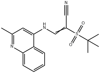 2-((TERT-BUTYL)SULFONYL)-3-((2-METHYL(4-QUINOLYL))AMINO)PROP-2-ENENITRILE Structure