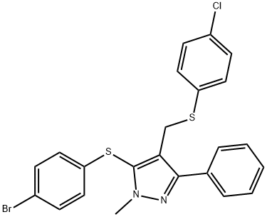 4-BROMOPHENYL 4-([(4-CHLOROPHENYL)SULFANYL]METHYL)-1-METHYL-3-PHENYL-1H-PYRAZOL-5-YL SULFIDE Struktur