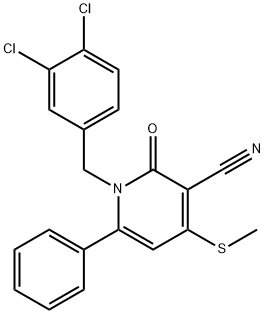 1-(3,4-DICHLOROBENZYL)-4-(METHYLSULFANYL)-2-OXO-6-PHENYL-1,2-DIHYDRO-3-PYRIDINECARBONITRILE Struktur