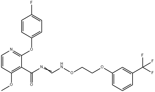 2-(4-FLUOROPHENOXY)-4-METHOXY-N-[((2-[3-(TRIFLUOROMETHYL)PHENOXY]ETHOXY)IMINO)METHYL]NICOTINAMIDE Struktur