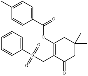 5,5-DIMETHYL-3-OXO-2-[(PHENYLSULFONYL)METHYL]-1-CYCLOHEXENYL 4-METHYLBENZENECARBOXYLATE Struktur