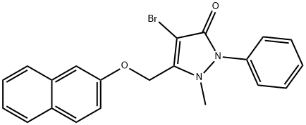 4-BROMO-2-METHYL-3-(2-NAPHTHYLOXYMETHYL)-1-PHENYL-3-PYRAZOLIN-5-ONE Struktur