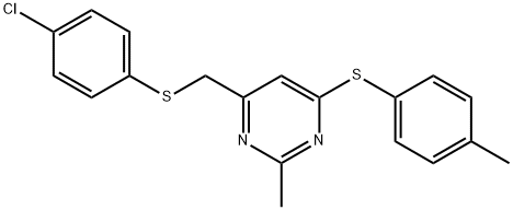 4-([(4-CHLOROPHENYL)SULFANYL]METHYL)-2-METHYL-6-[(4-METHYLPHENYL)SULFANYL]PYRIMIDINE Struktur