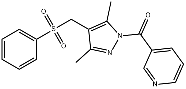 (3,5-DIMETHYL-4-[(PHENYLSULFONYL)METHYL]-1H-PYRAZOL-1-YL)(3-PYRIDINYL)METHANONE Struktur