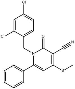 1-(2,4-DICHLOROBENZYL)-4-(METHYLSULFANYL)-2-OXO-6-PHENYL-1,2-DIHYDRO-3-PYRIDINECARBONITRILE Struktur