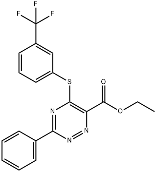 ETHYL 3-PHENYL-5-([3-(TRIFLUOROMETHYL)PHENYL]SULFANYL)-1,2,4-TRIAZINE-6-CARBOXYLATE Struktur