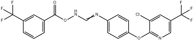 2-AMINO-1-AZA-2-(4-(3-CHLORO-5-(TRIFLUOROMETHYL)(2-PYRIDYLOXY))PHENYL)VINYL 3-(TRIFLUOROMETHYL)BENZOATE Struktur