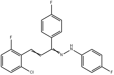 (E)-3-(2-CHLORO-6-FLUOROPHENYL)-1-(4-FLUOROPHENYL)-2-PROPEN-1-ONE N-(4-FLUOROPHENYL)HYDRAZONE Struktur