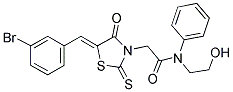 2-[(5Z)-5-(3-BROMOBENZYLIDENE)-4-OXO-2-THIOXO-1,3-THIAZOLIDIN-3-YL]-N-(2-HYDROXYETHYL)-N-PHENYLACETAMIDE Struktur