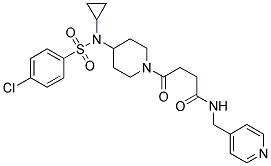 4-[4-[((4-CHLOROPHENYL)SULPHONYL)CYCLOPROPYLAMINO]PIPERIDIN-1-YL]-4-OXO-N-(4-PYRIDINYLMETHYL)BUTANAMIDE Struktur