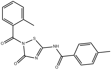 4-METHYL-N-[2-(2-METHYLBENZOYL)-3-OXO-2,3-DIHYDRO-1,2,4-THIADIAZOL-5-YL]BENZENECARBOXAMIDE Struktur