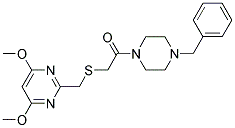 4-BENZYL-1-[2-[[(4,6-DIMETHOXYPYRIMIDIN-2-YL)METHYL]THIO]ACETYL]PIPERAZINE