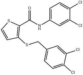 3-[(3,4-DICHLOROBENZYL)SULFANYL]-N-(3,4-DICHLOROPHENYL)-2-THIOPHENECARBOXAMIDE Struktur