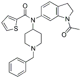 N-(1-ACETYL-2,3-DIHYDRO-(1H)-INDOL-6-YL)-N-(1-BENZYLPIPERIDIN-4-YL)THIOPHENE-2-CARBOXAMIDE Struktur