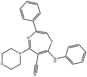 7-ANILINO-5-MORPHOLINO-3-PHENYL-1,4-THIAZEPINE-6-CARBONITRILE Struktur