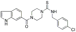 N-(4-CHLOROBENZYL)-4-[((1H)-INDOL-6-YL)CARBONYL]PIPERAZINE-1-CARBOTHIOAMIDE Struktur