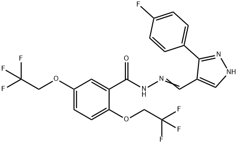 N'-((E)-[3-(4-FLUOROPHENYL)-1H-PYRAZOL-4-YL]METHYLIDENE)-2,5-BIS(2,2,2-TRIFLUOROETHOXY)BENZENECARBOHYDRAZIDE Struktur