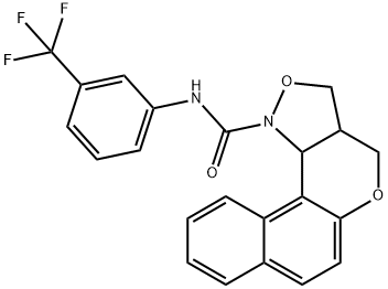 N-[3-(TRIFLUOROMETHYL)PHENYL]-3A,11C-DIHYDRO-3H-BENZO[5,6]CHROMENO[4,3-C]ISOXAZOLE-1(4H)-CARBOXAMIDE Struktur