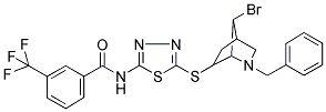 N-(5-[(2-BENZYL-7-BROMO-2-AZABICYCLO[2.2.1]HEPT-6-YL)THIO]-1,3,4-THIADIAZOL-2-YL)-3-(TRIFLUOROMETHYL)BENZAMIDE Struktur