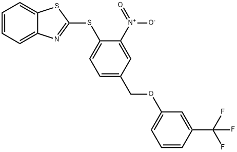 2-[(2-NITRO-4-([3-(TRIFLUOROMETHYL)PHENOXY]METHYL)PHENYL)SULFANYL]-1,3-BENZOTHIAZOLE Struktur