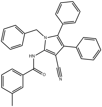 N-(1-BENZYL-3-CYANO-4,5-DIPHENYL-1H-PYRROL-2-YL)-3-METHYLBENZENECARBOXAMIDE Struktur