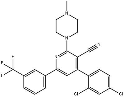 4-(2,4-DICHLOROPHENYL)-2-(4-METHYLPIPERAZINO)-6-[3-(TRIFLUOROMETHYL)PHENYL]NICOTINONITRILE Struktur