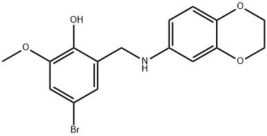 4-BROMO-2-[(2,3-DIHYDRO-1,4-BENZODIOXIN-6-YLAMINO)METHYL]-6-METHOXYBENZENOL Struktur