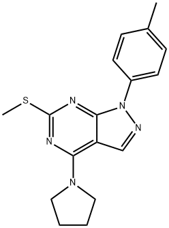 1-(4-METHYLPHENYL)-6-(METHYLSULFANYL)-4-(1-PYRROLIDINYL)-1H-PYRAZOLO[3,4-D]PYRIMIDINE Struktur