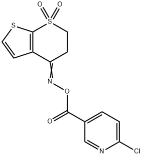 4-(([(6-CHLORO-3-PYRIDINYL)CARBONYL]OXY)IMINO)-3,4-DIHYDRO-1LAMBDA6-THIENO[2,3-B]THIOPYRAN-1,1(2H)-DIONE Struktur