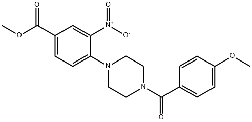 METHYL 4-[4-(4-METHOXYBENZOYL)PIPERAZINO]-3-NITROBENZENECARBOXYLATE Struktur