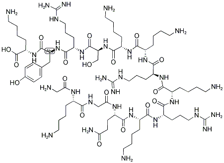 H-GLY-LYS-GLY-GLN-LYS-ARG-LYS-ARG-LYS-LYS-SER-ARG-TYR-LYS-OH Struktur