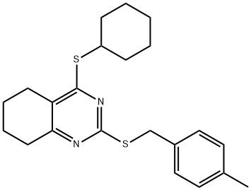 4-(CYCLOHEXYLSULFANYL)-2-[(4-METHYLBENZYL)SULFANYL]-5,6,7,8-TETRAHYDROQUINAZOLINE Struktur