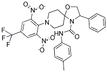 8-[2,6-DINITRO-4-(TRIFLUOROMETHYL)PHENYL]-N-(4-METHYLPHENYL)-3-PHENYL-1-OXA-4,8-DIAZASPIRO[4.5]DECANE-4-CARBOXAMIDE Struktur