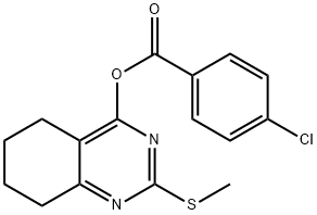 2-(METHYLSULFANYL)-5,6,7,8-TETRAHYDRO-4-QUINAZOLINYL 4-CHLOROBENZENECARBOXYLATE Struktur